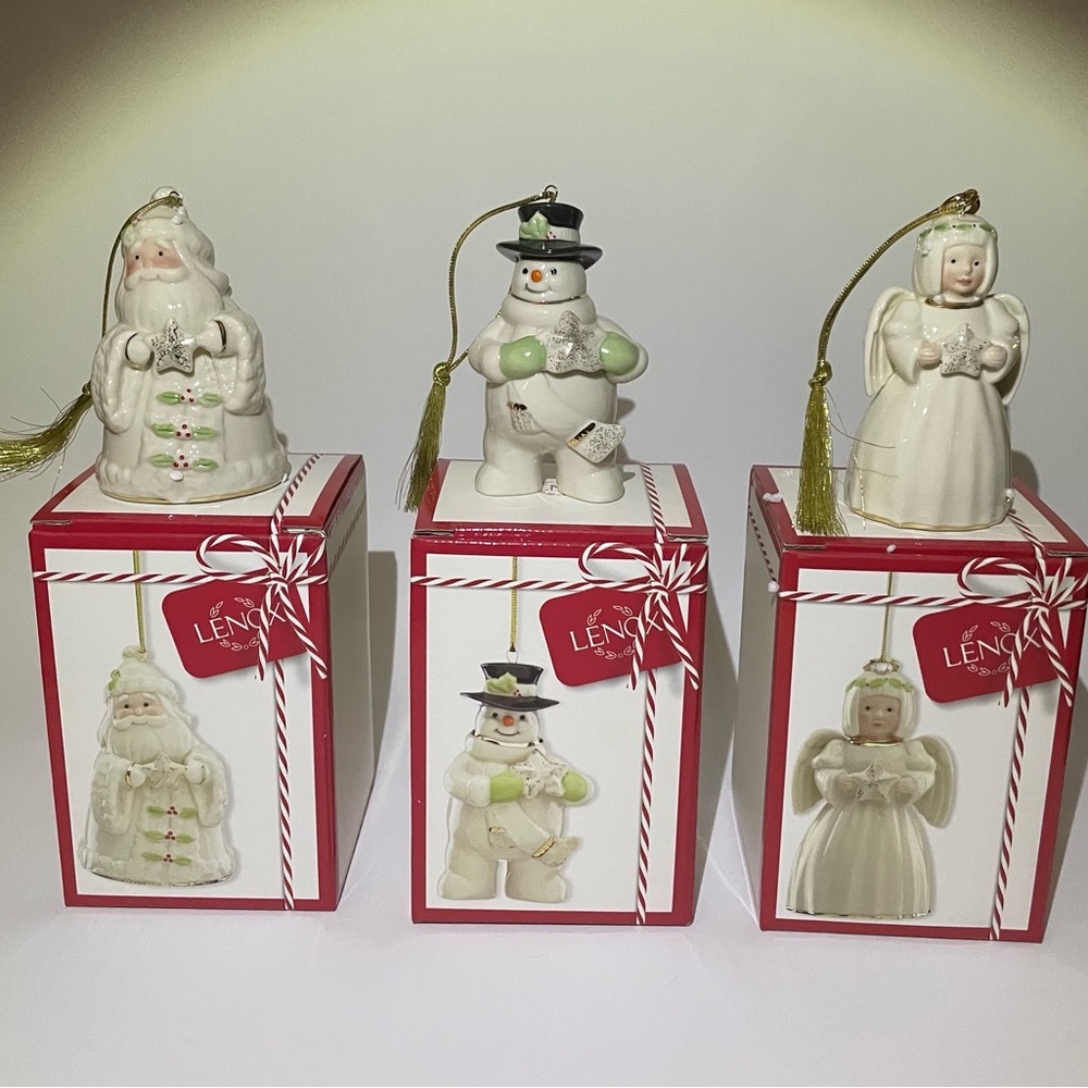 Lenox Holliday ornaments Santa, Snowman , Angel